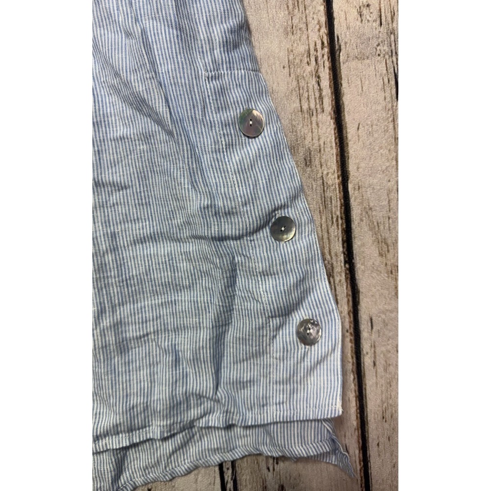 J.Jill Love Linen Blue White Striped Tunic Lagenlook Button Front Large - Picture 6 of 9